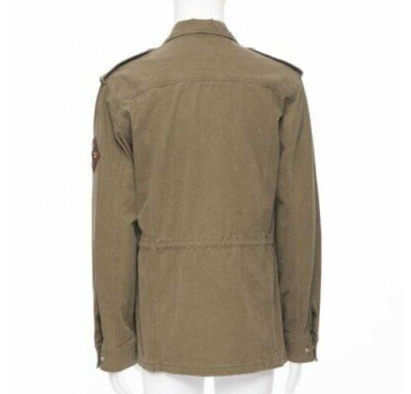 SAINT LAURENT khaki green cotton ethnic embroidery safari coat jacket FR50 L 1