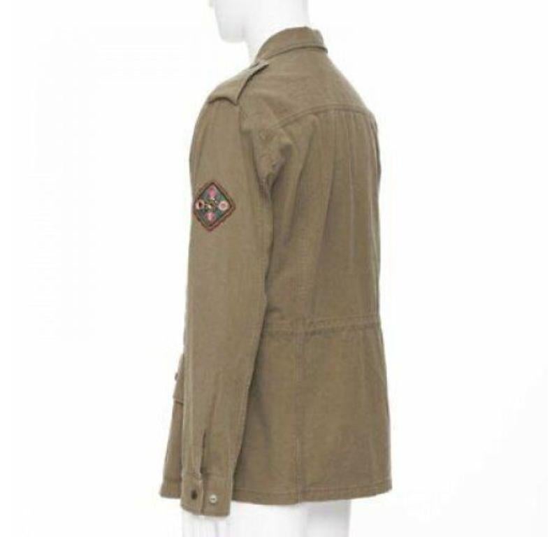 SAINT LAURENT khaki green cotton ethnic embroidery safari coat jacket FR50 L 2