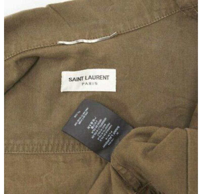 SAINT LAURENT khaki green cotton ethnic embroidery safari coat jacket FR50 L 5