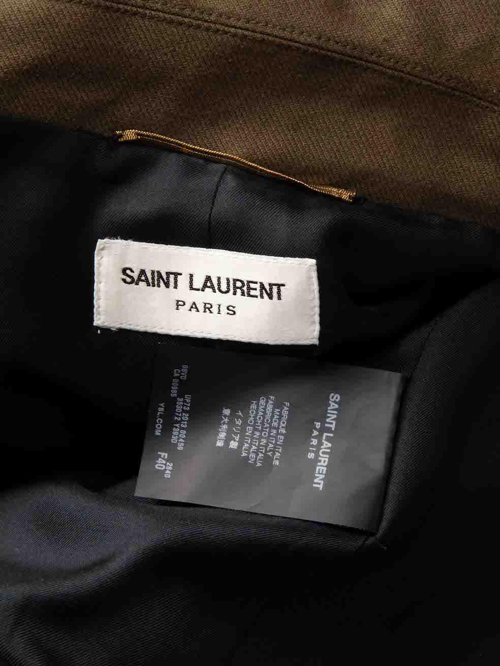 Women's Saint Laurent Khaki Short Sleeves Utility Jacket Size L