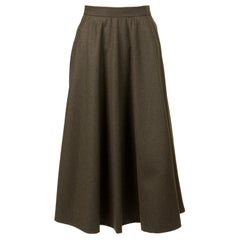 Saint Laurent Khaki Wool Skirt