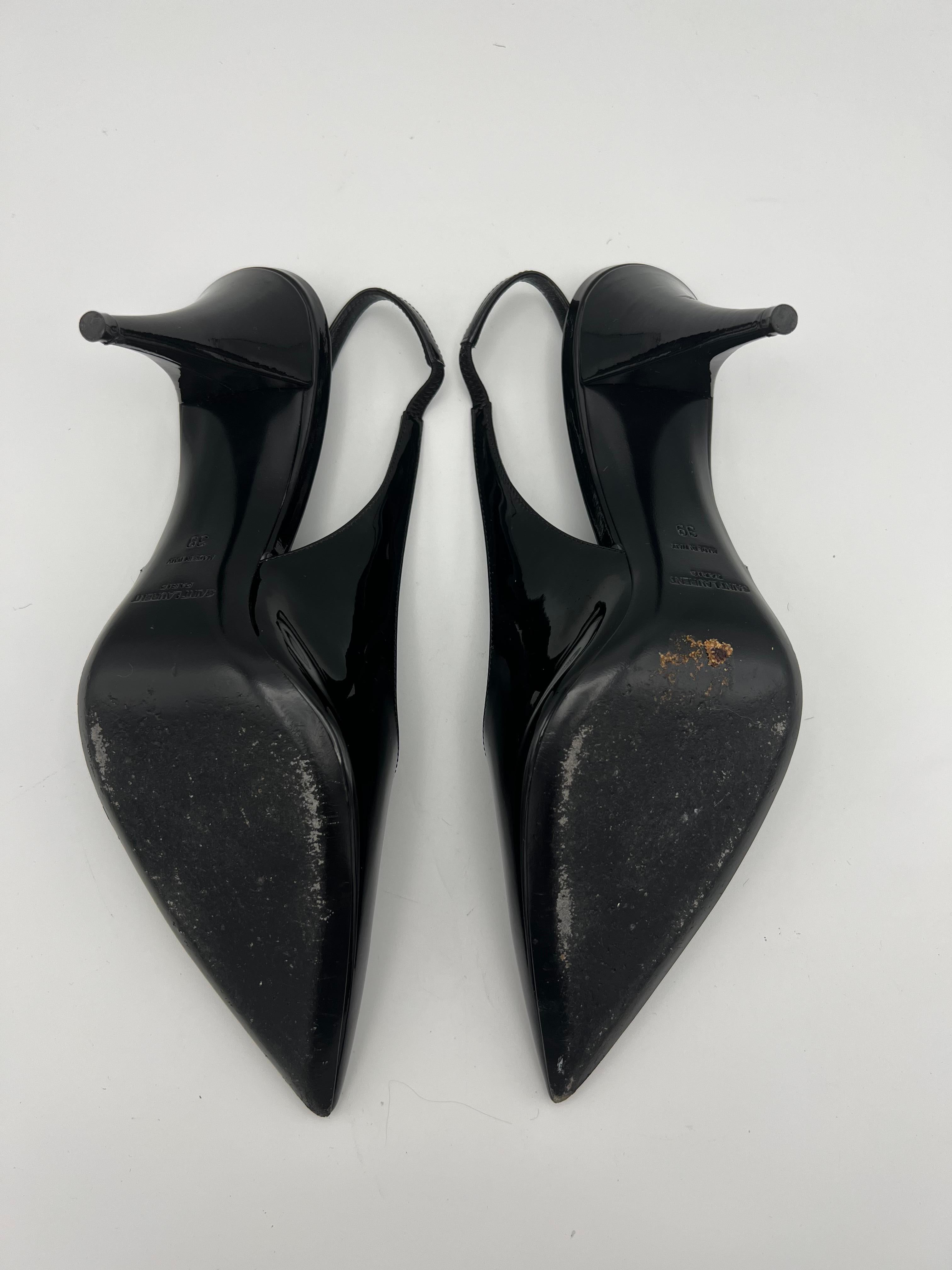 Women's Saint Laurent Kiki Black Patent Pumps, Size 39 For Sale
