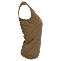 Saint Laurent Knitted Tank Top in Brown Cashmere
