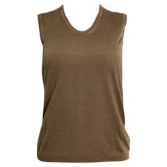 Saint Laurent Knitted Tank Top in Brown Cashmere