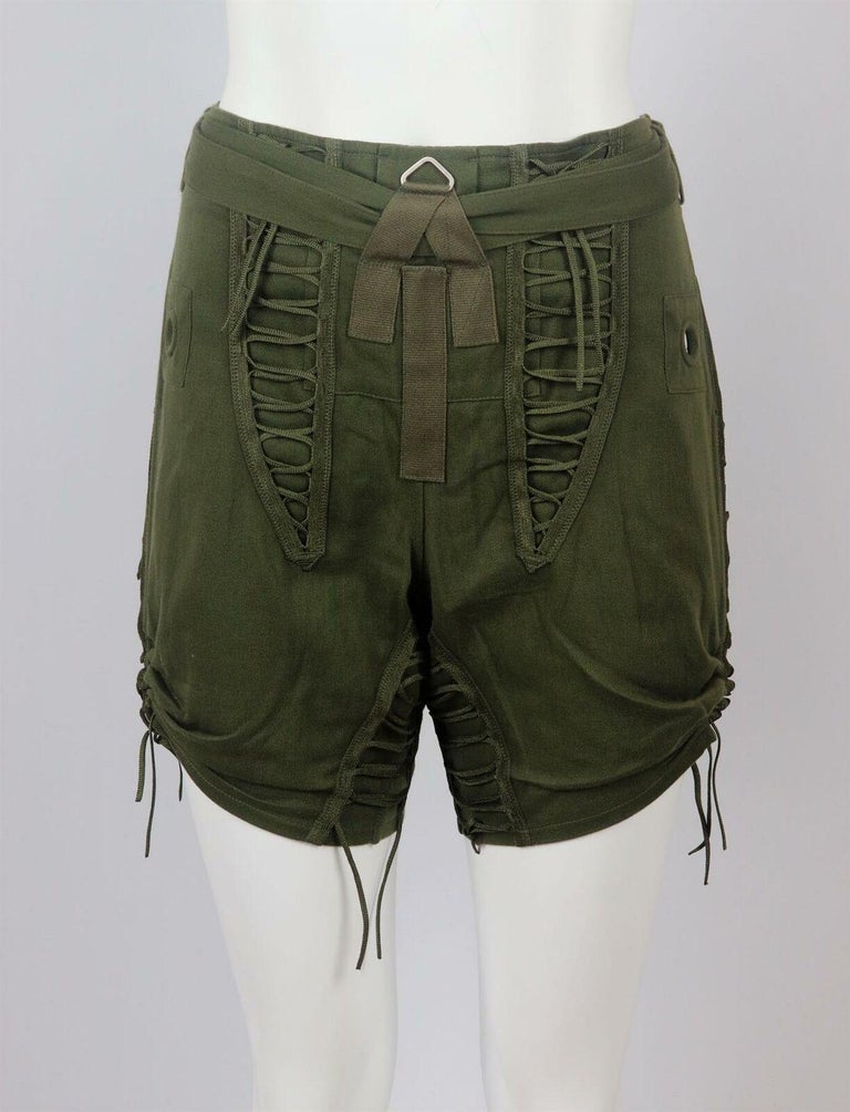 Saint Laurent Lace Up Cotton and Linen Blend Twill Shorts For Sale at ...