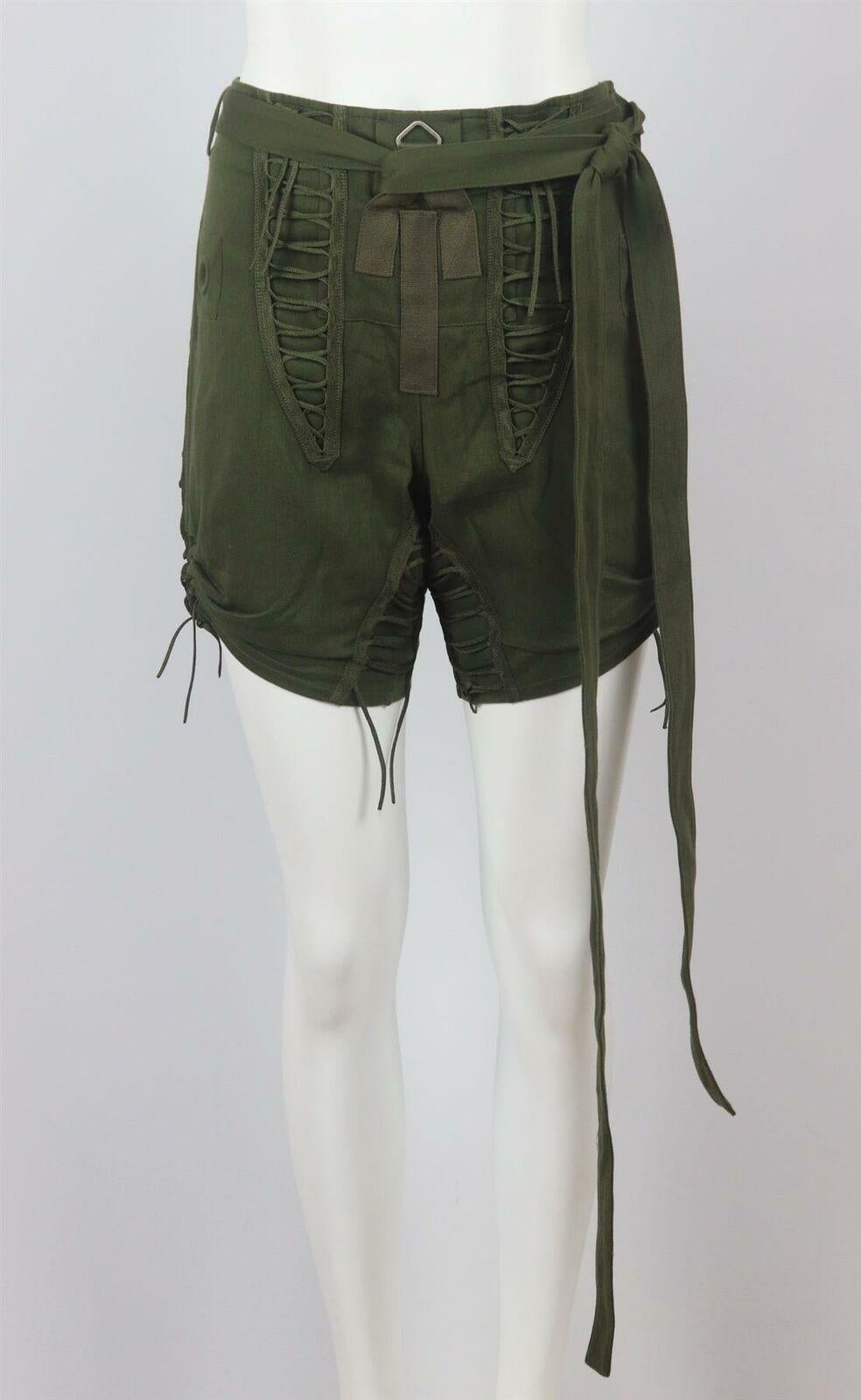 Nero Saint Laurent: pantaloncini in twill di cotone e lino con lacci