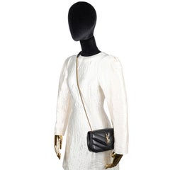 SAINT LAURENT Lambskin Chevron Quilted Mini Loulou Black