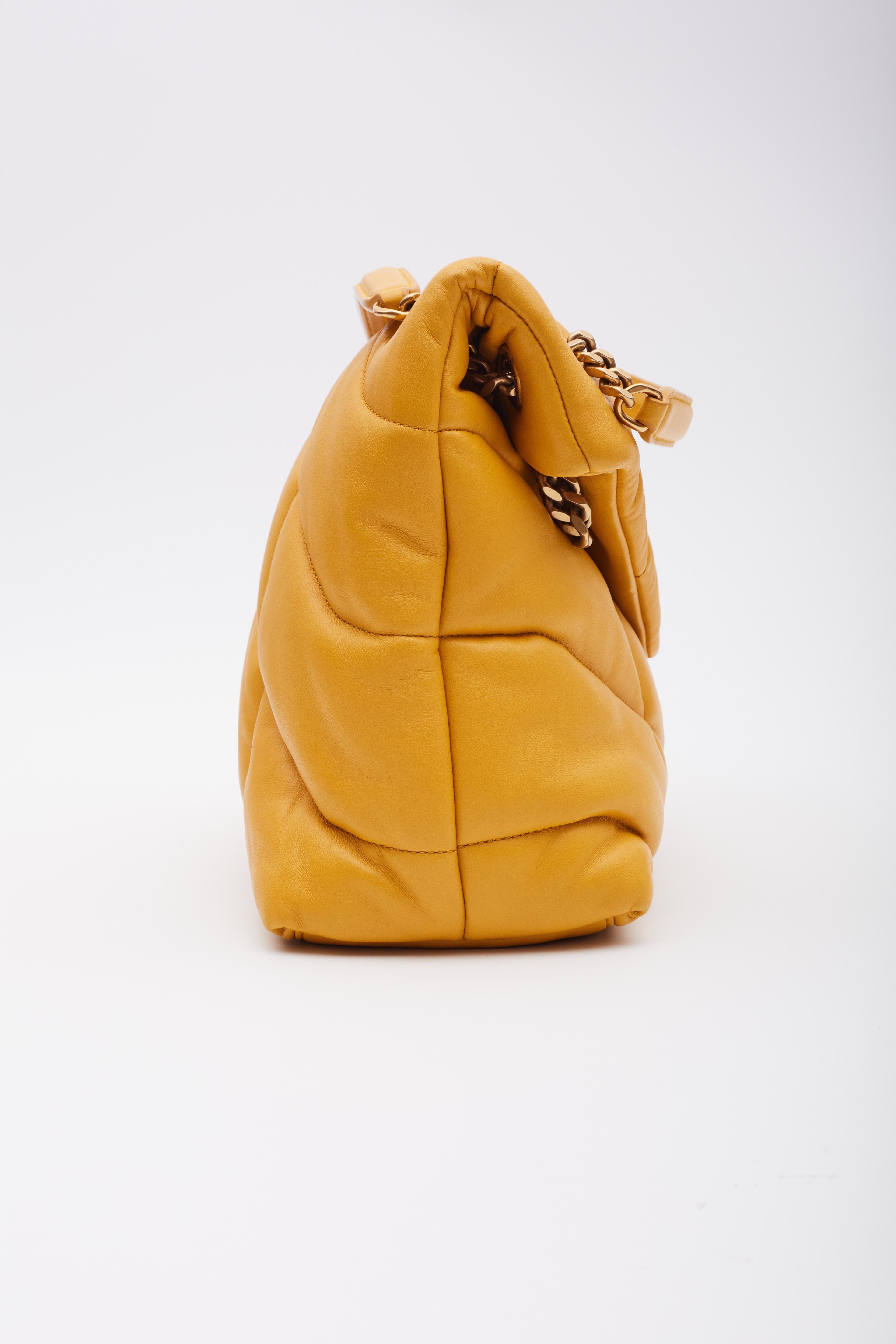 Saint Laurent Lambskin Loulou Puffer Chain Saffran Medium Satchel Bag 1