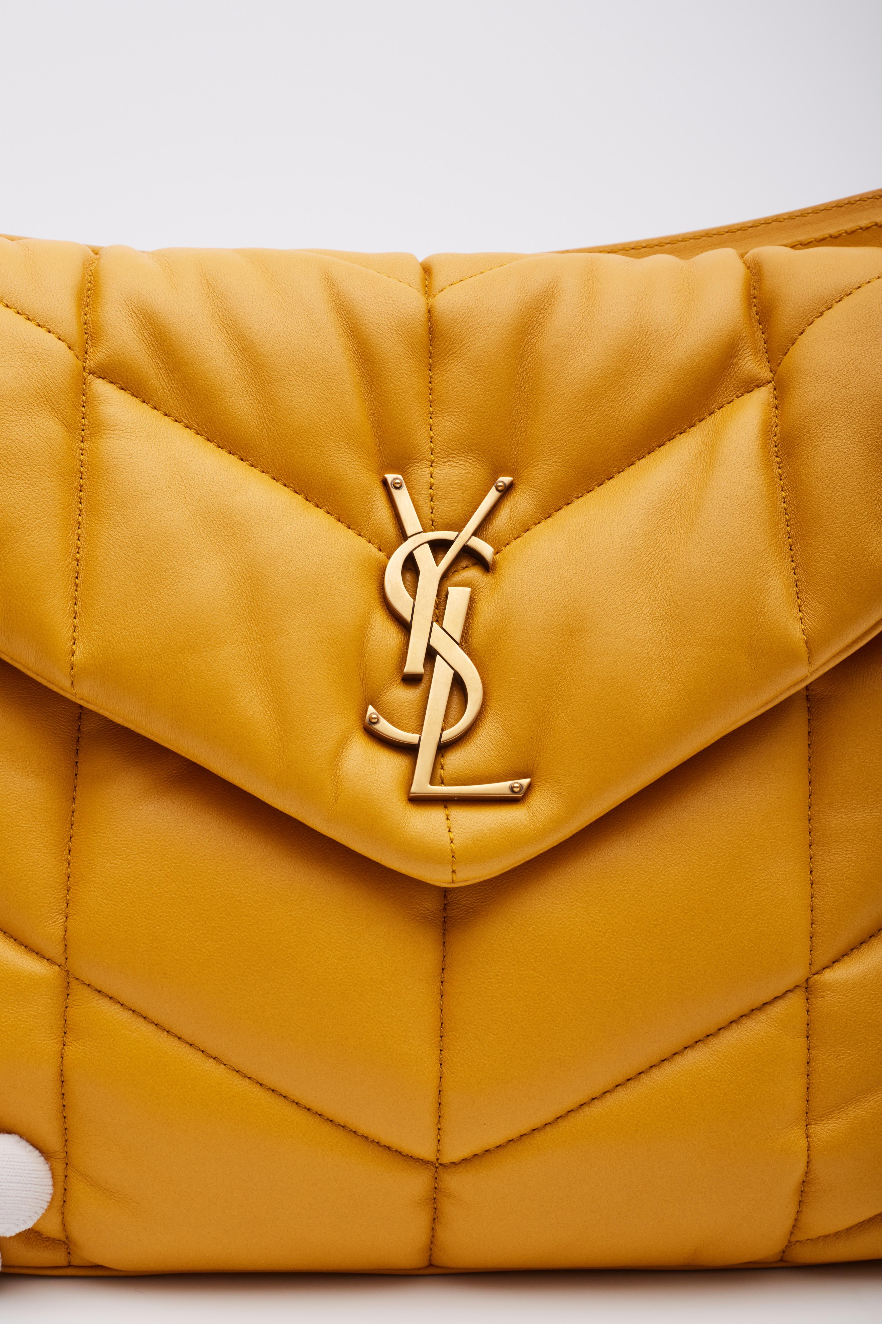 Saint Laurent Lambskin Loulou Puffer Chain Saffran Medium Satchel Bag 3