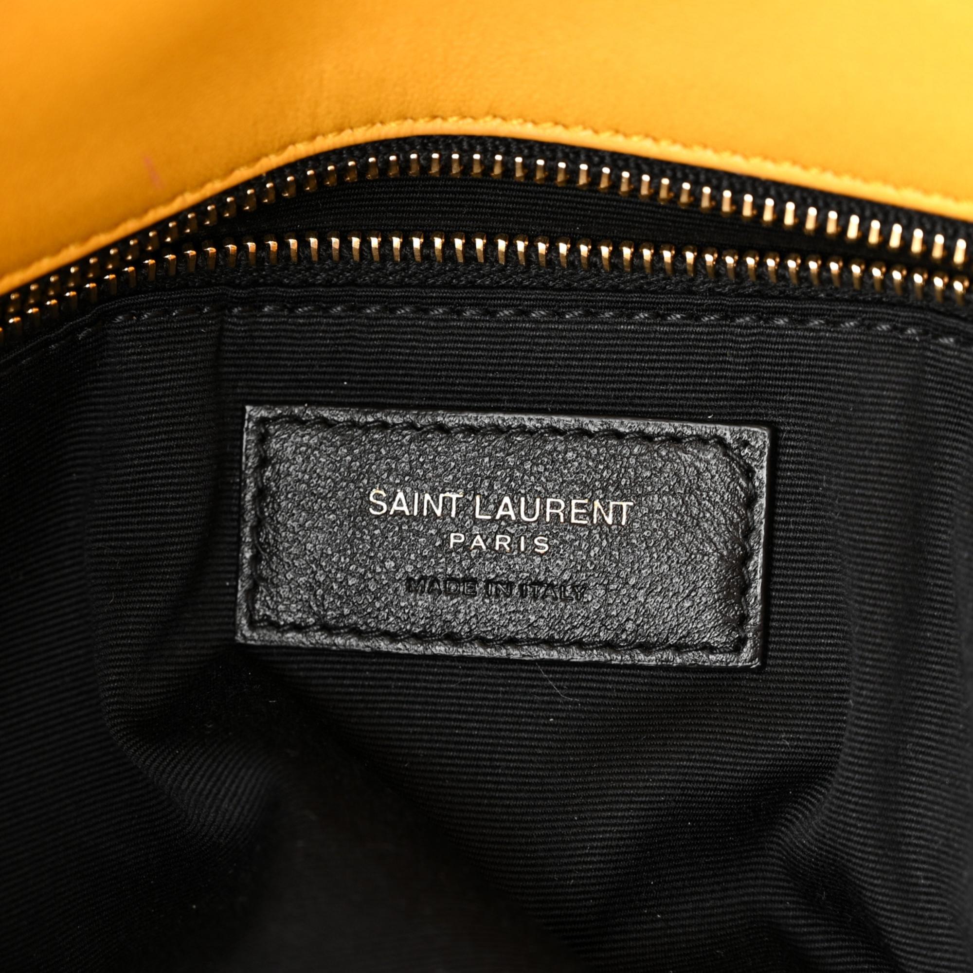 Saint Laurent Lambskin Loulou Puffer Chain Saffran Medium Satchel Bag 4