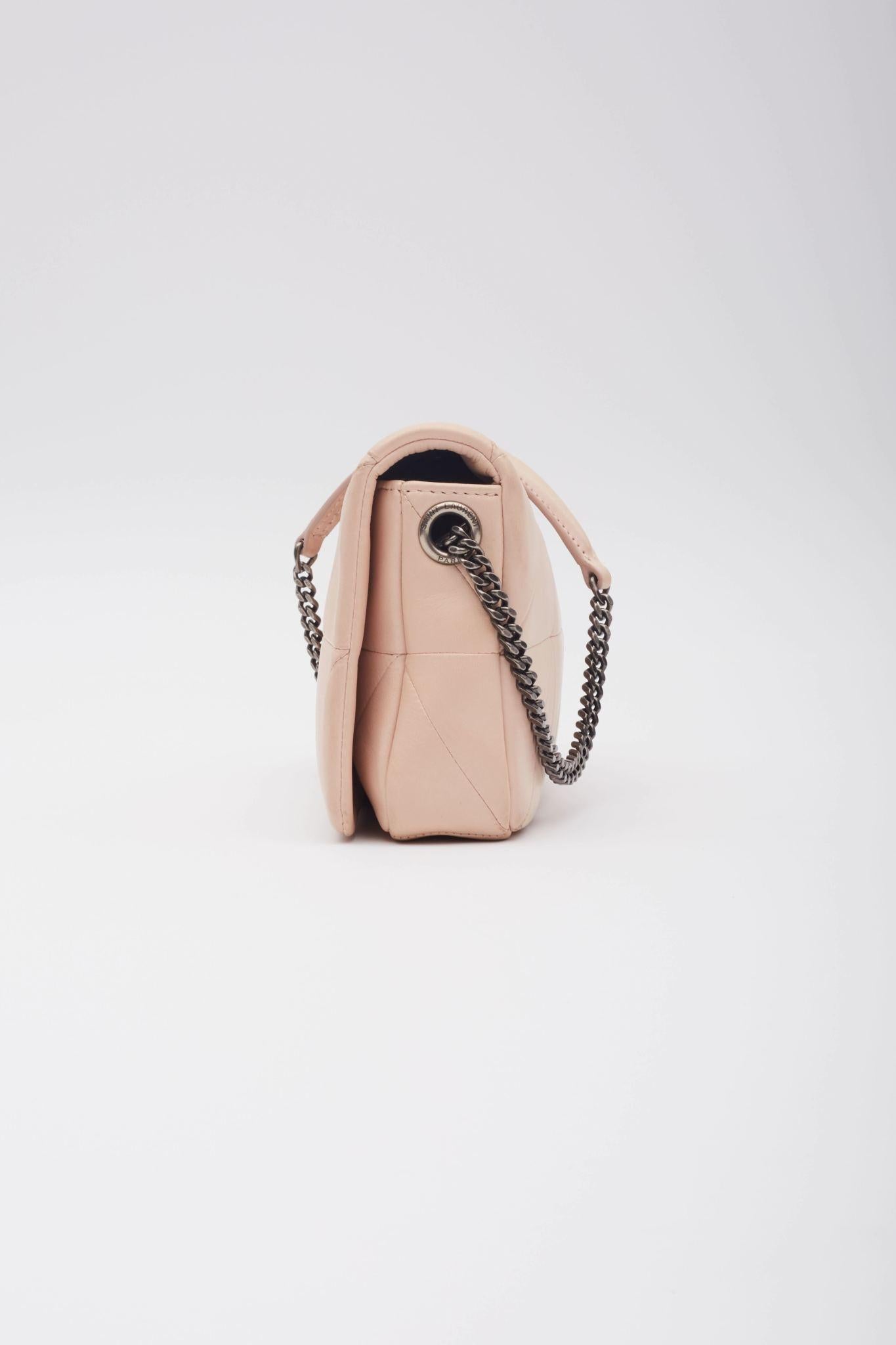 Saint Laurent Lambskin Monogram Jamie Marble Pink Medium In New Condition For Sale In Montreal, Quebec