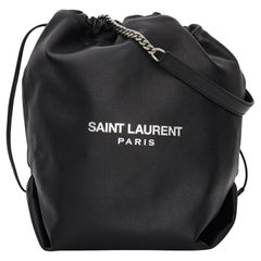 Saint Laurent Lambskin Teddy Bucket Bag Black (638447)