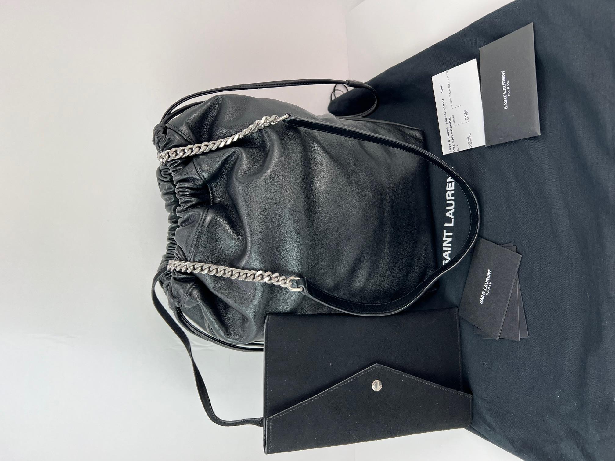 Saint Laurent Lambskin Teddy Drawstring Sac Bucket Bag For Sale 9