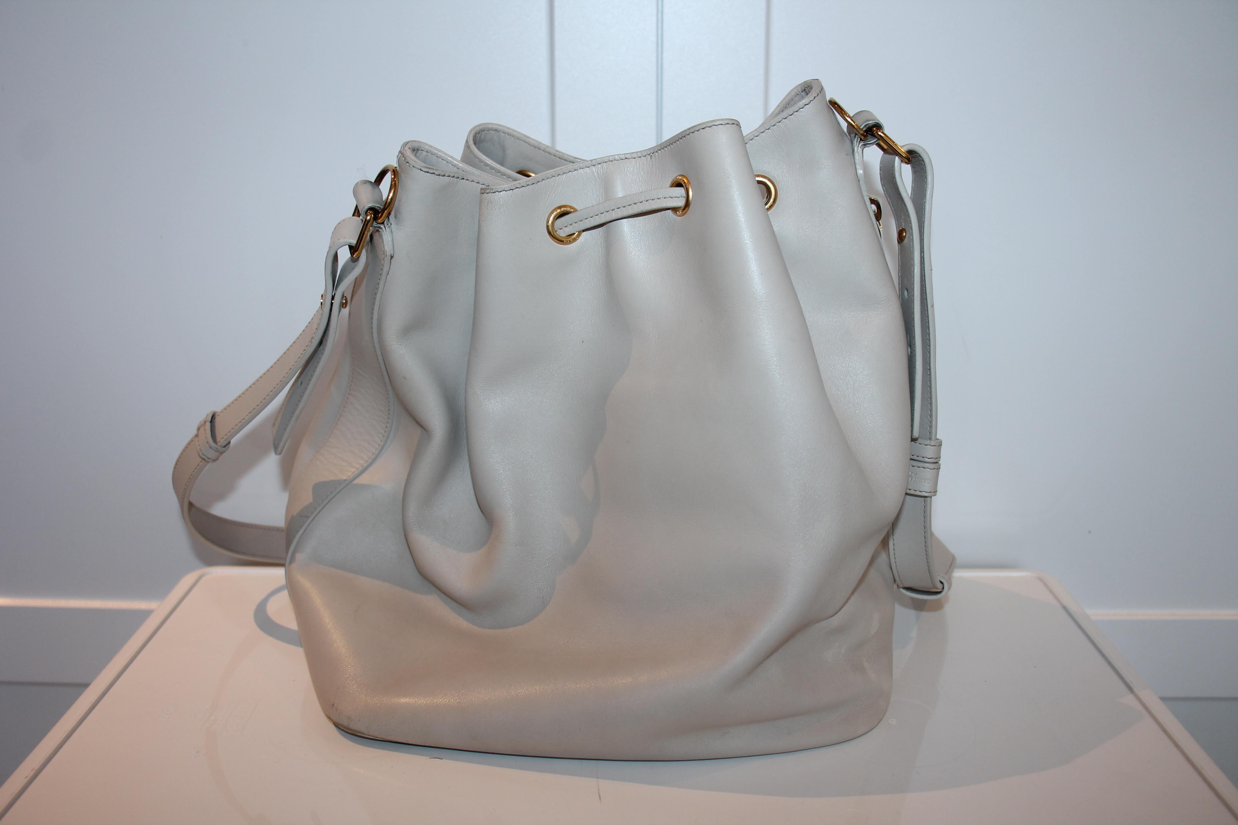 Gray Saint Laurent Large Emmanuelle Bucket Bag For Sale