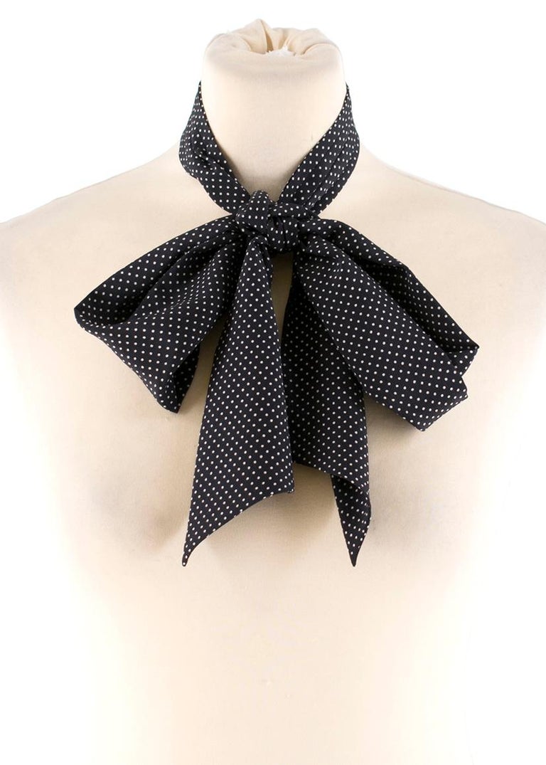 Saint Laurent Lavaliere in Micro Polka Dot Ivory and Black Silk at 1stdibs