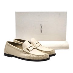 Saint Laurent Le Loafer YSL Monogram Leather Loafers White EU 36 US 6 - NWB