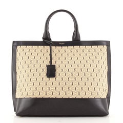 Saint Laurent Le Monogram Fourre-tout Monogramme Toile Tout Over Canvas et Cuir Large