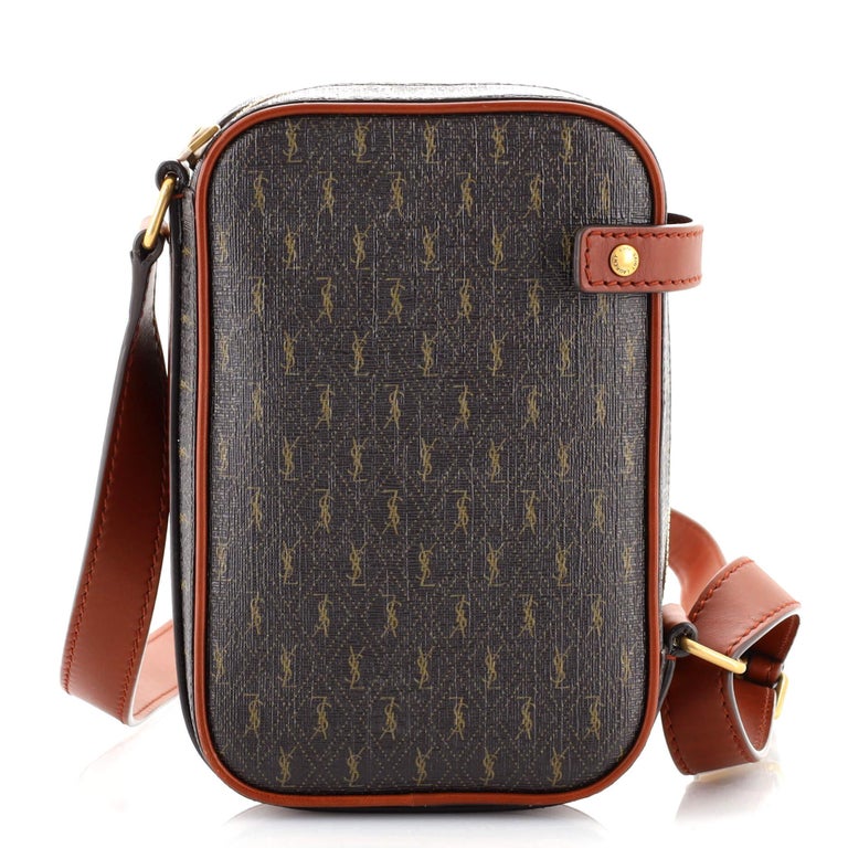 Saint Laurent Brown Monogram Coated Canvas and Leather Le