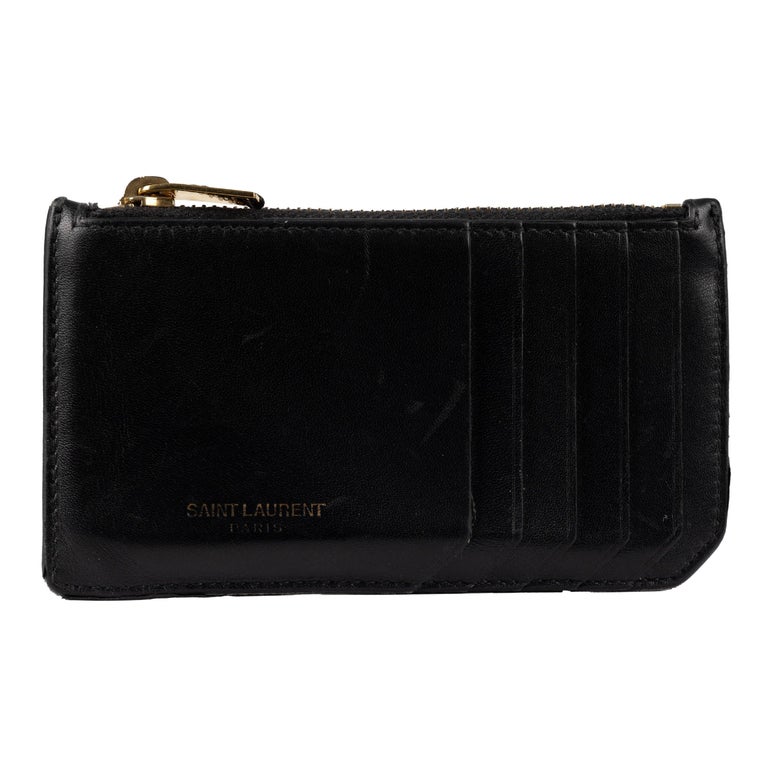 Cardholder Wallet Ysl Pebbled Leather Zip Card Case Saint Laurent