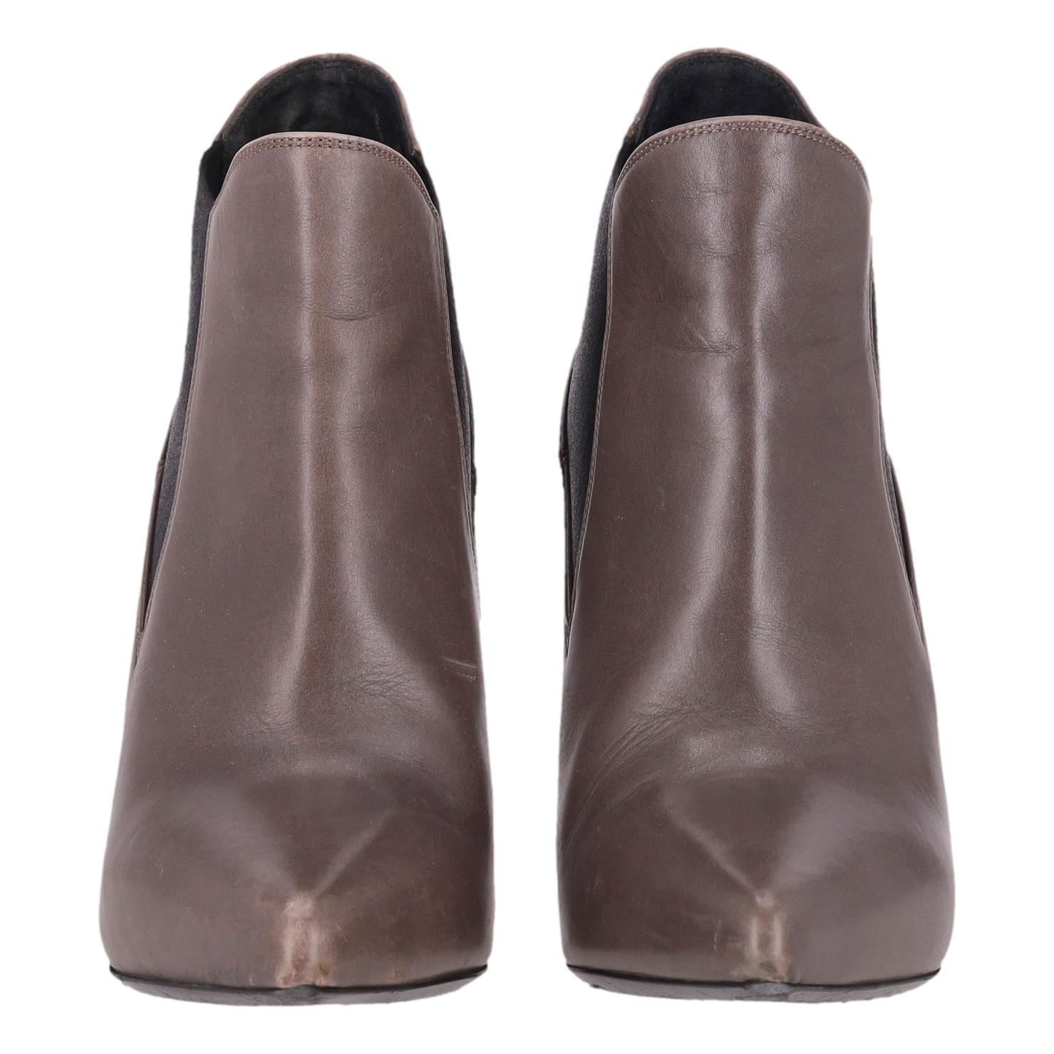 Botines de tacón de piel Saint Laurent Gris en venta