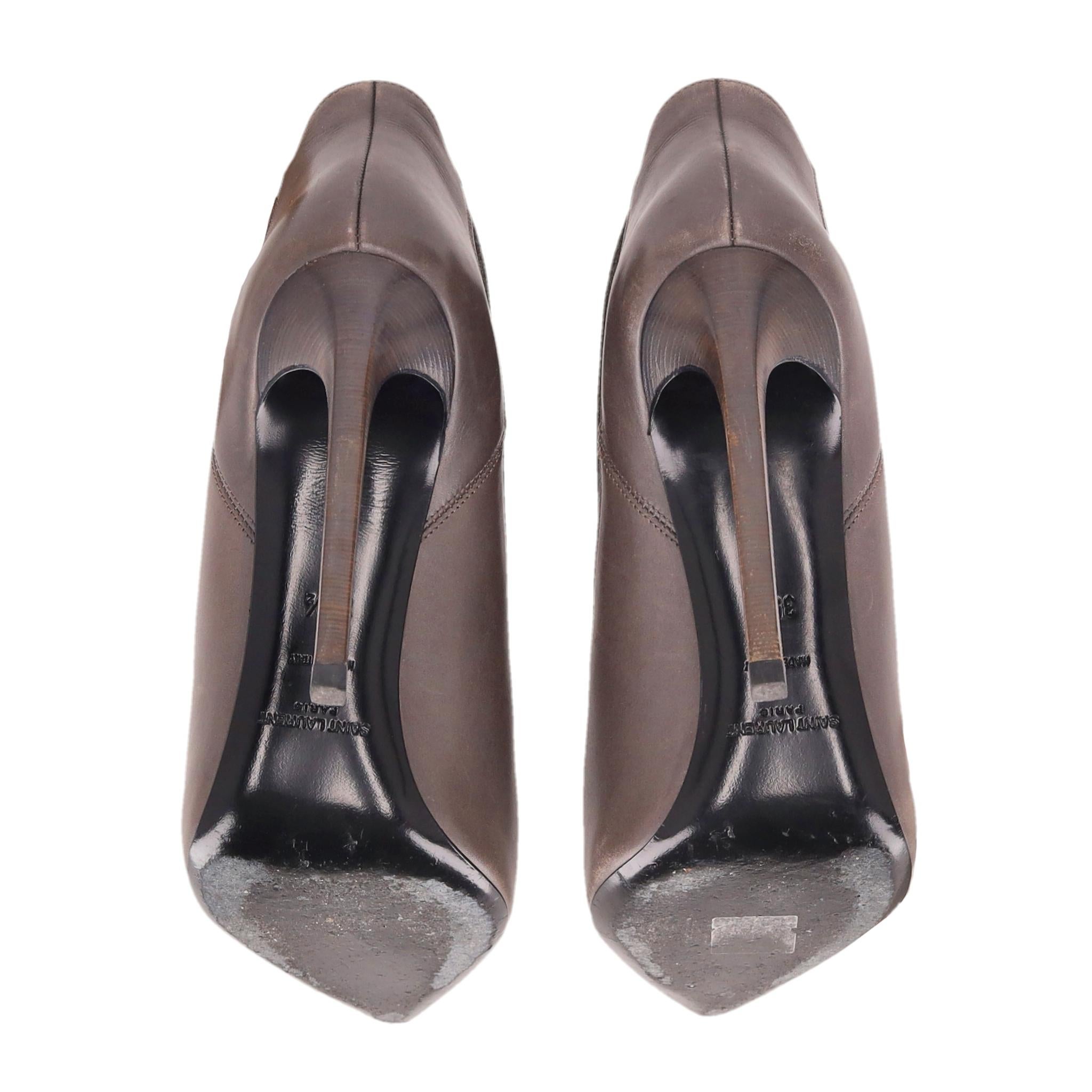 Botines de tacón de piel Saint Laurent en venta 1