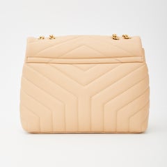 Saint Laurent Leather Matelasse Beige Small Loulou Shoulder Bag