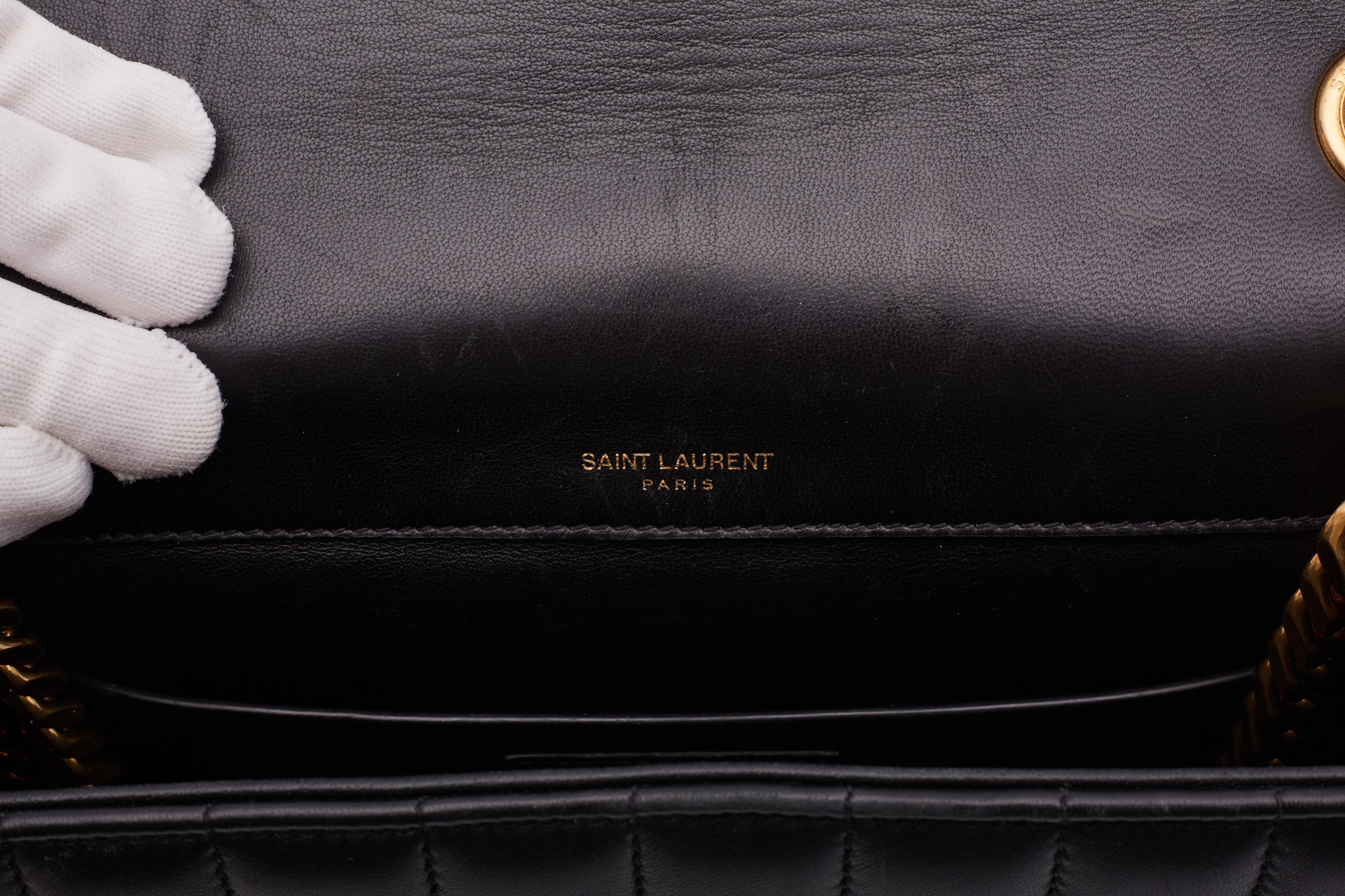 Saint Laurent Leather Matelasse Monogram Large Vicky Chain Bag Black For Sale 5