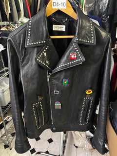 Saint Laurent Leather Men Jacket Pin Biker SLP Size IT52/L, S1391