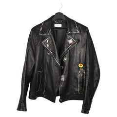 Saint Laurent Chaqueta de piel para hombre Pin Biker SLP Talla IT52/L, S1391