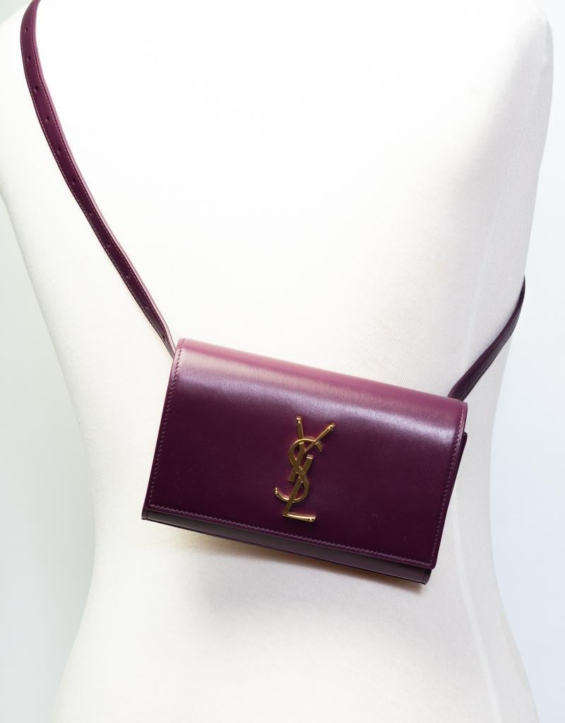 Black  Saint Laurent Kate Purple Leather Monogram Belt Bag