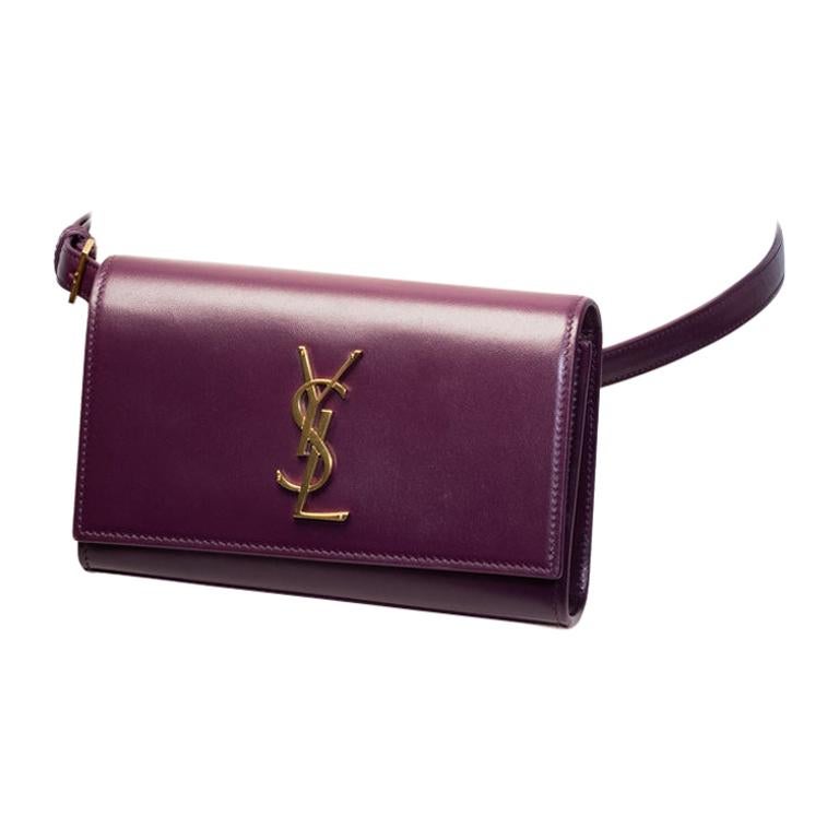 Saint Laurent Kate Purple Leather Monogram Belt Bag at 1stDibs