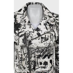 Saint Laurent Leather Printed Biker Jacket Sz.42