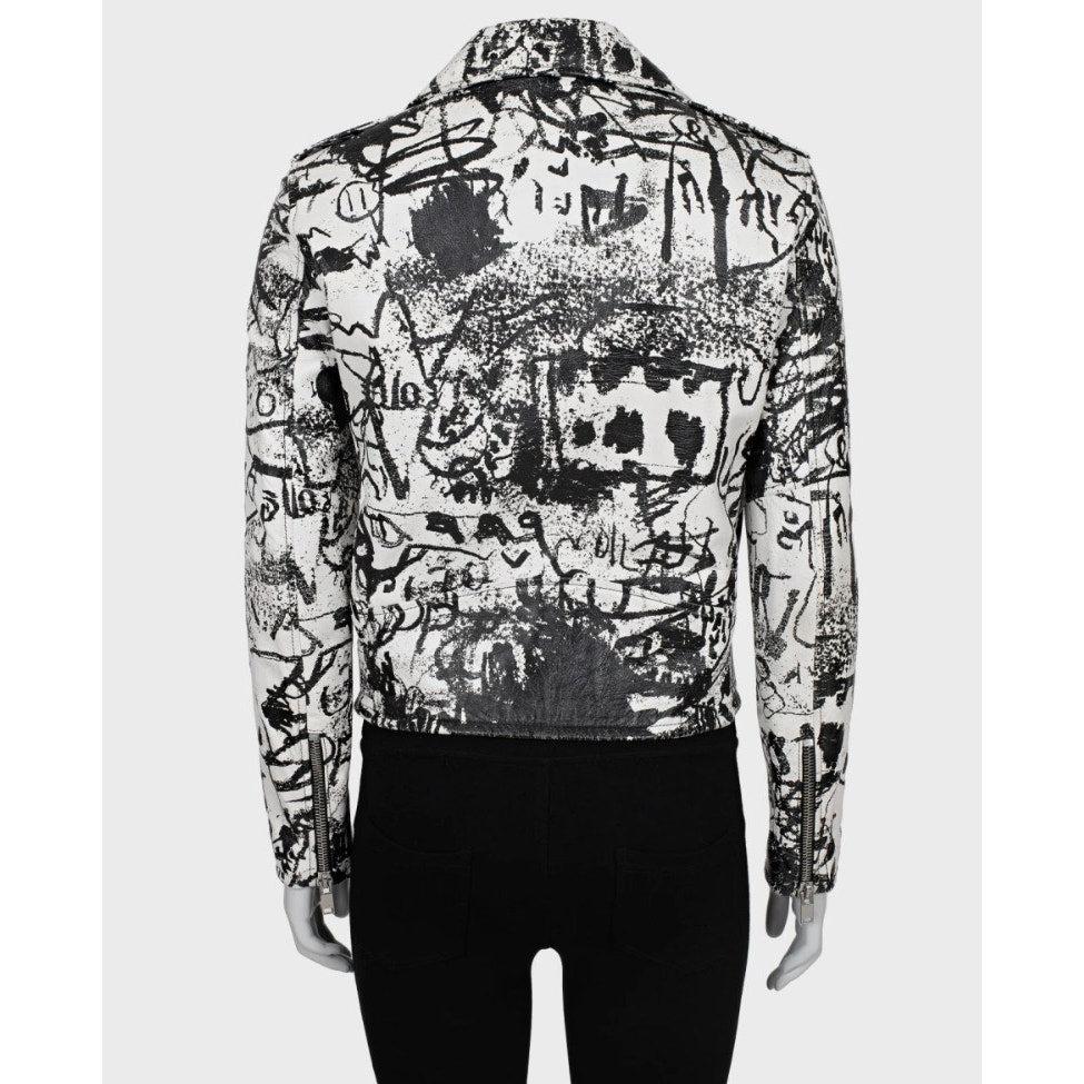 Saint Laurent Giacca Biker in pelle stampata Sz.42 In condizioni buone in vendita a Krakow, PL