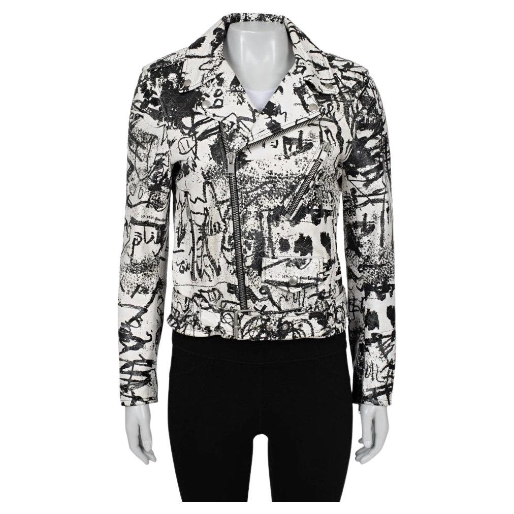 Saint Laurent Giacca Biker in pelle stampata Sz.42 in vendita