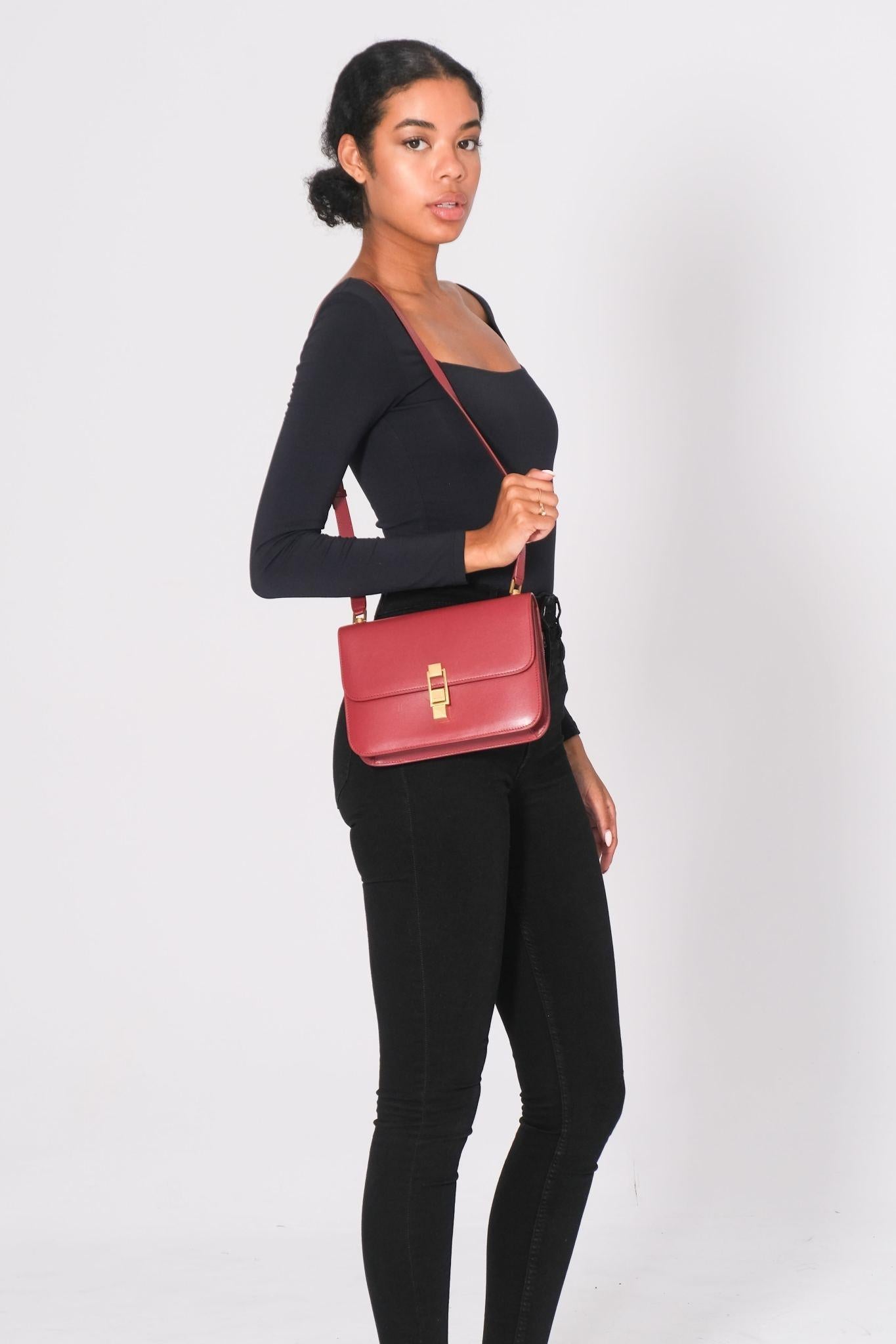 Saint Laurent Leather Red Opyum Le Carre Shoulder Bag For Sale 6