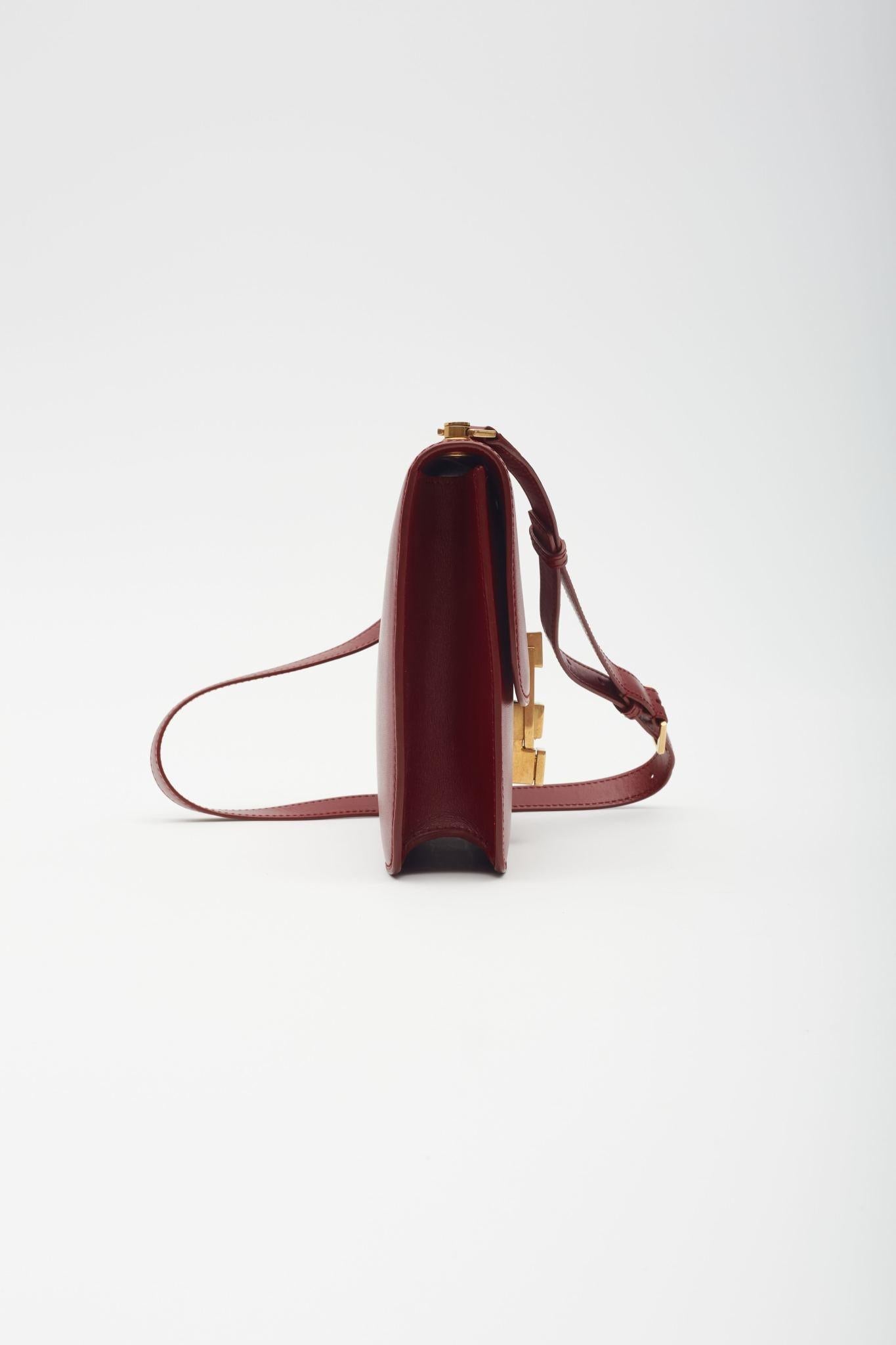 Women's Saint Laurent Leather Red Opyum Le Carre Shoulder Bag For Sale