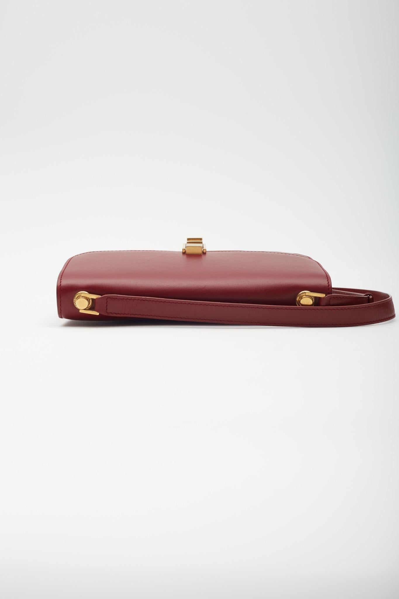 Saint Laurent Leather Red Opyum Le Carre Shoulder Bag For Sale 1