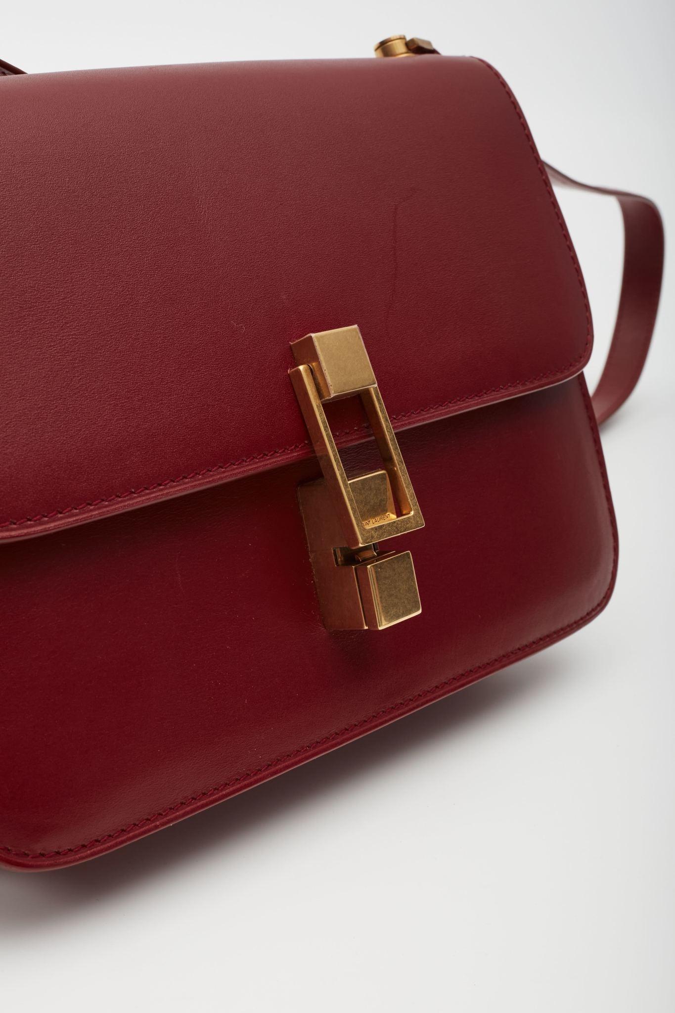 Saint Laurent Leather Red Opyum Le Carre Shoulder Bag For Sale 2
