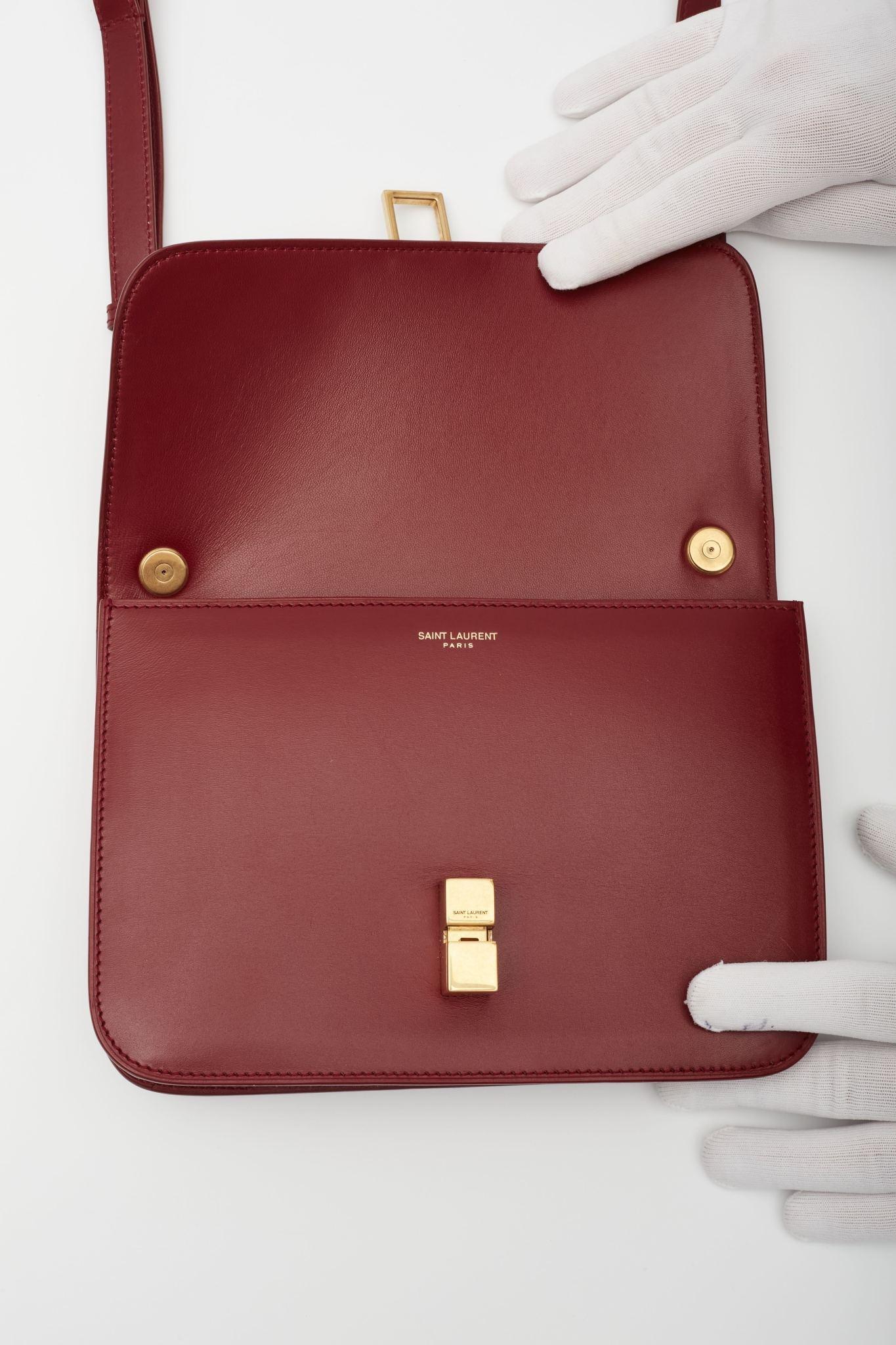 Saint Laurent Leather Red Opyum Le Carre Shoulder Bag For Sale 3