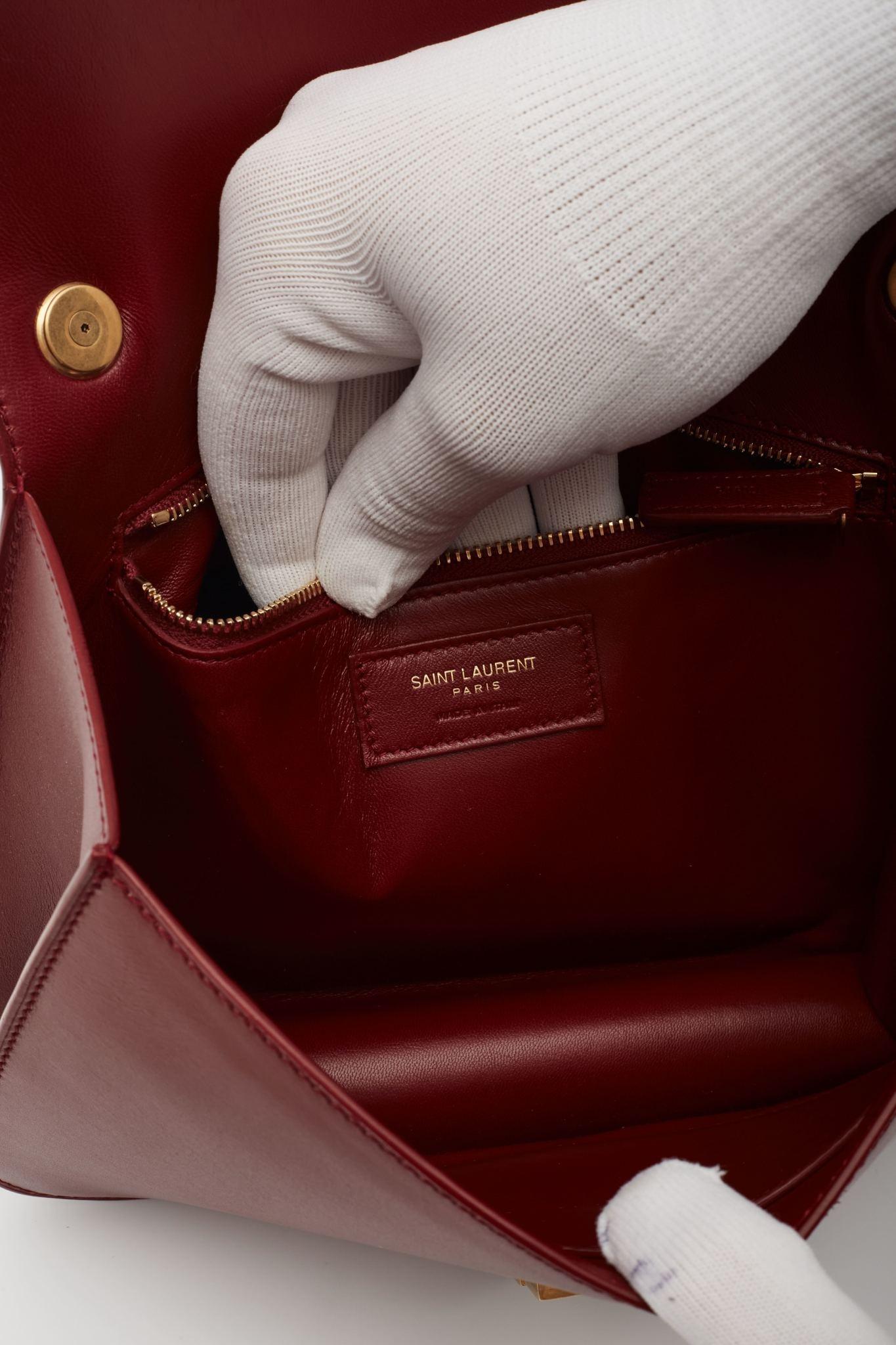Saint Laurent Leather Red Opyum Le Carre Shoulder Bag For Sale 4