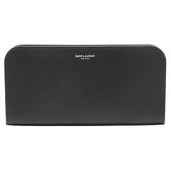 Saint Laurent Portafoglio rotondo con zip in pelle nera