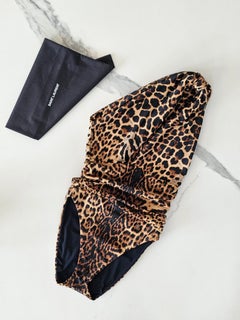 Saint Laurent Leopard One Shoulder One Piece Swimsuit XS