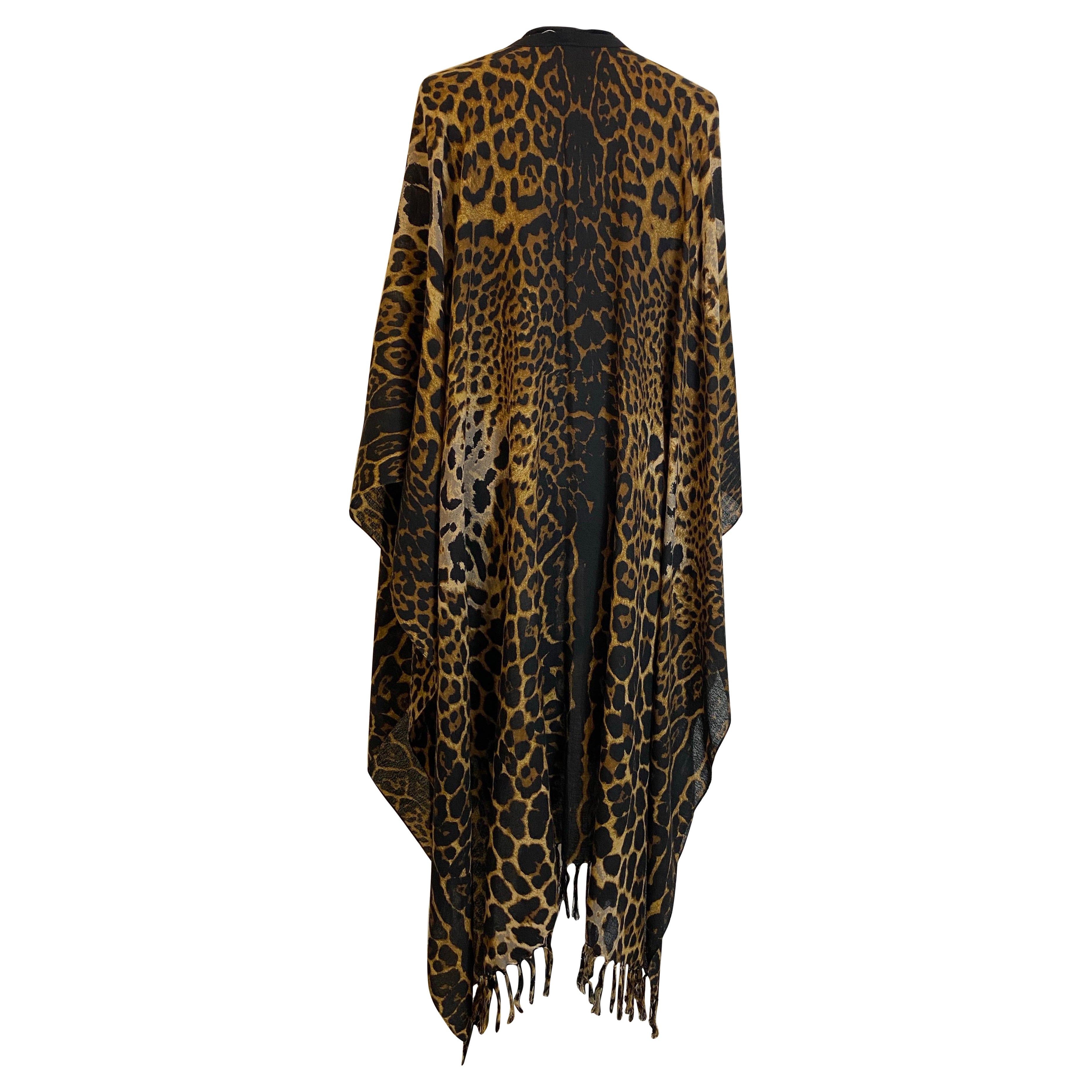 Saint Laurent leopard poncho cape