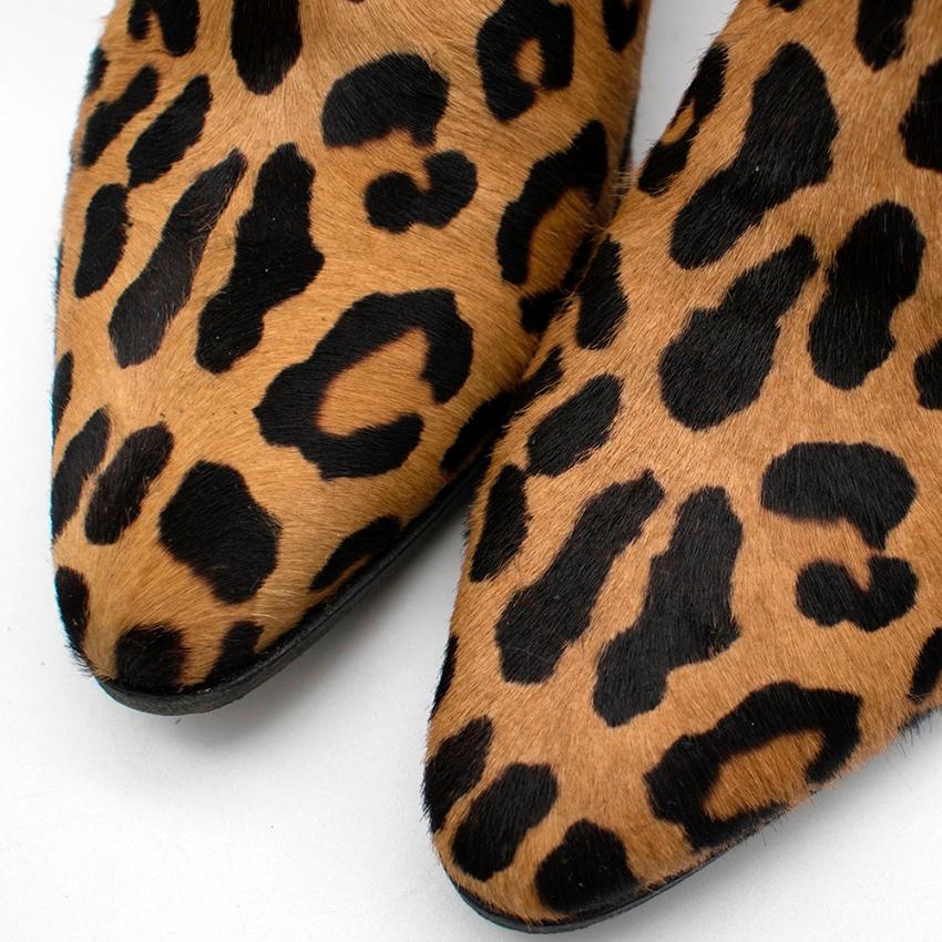 Black Saint Laurent Leopard-print Calf Hair Ankle Boots 40