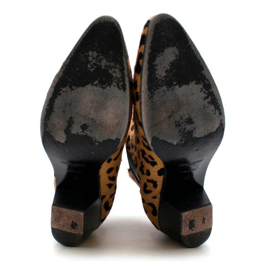 Women's Saint Laurent Leopard-print Calf Hair Ankle Boots 40