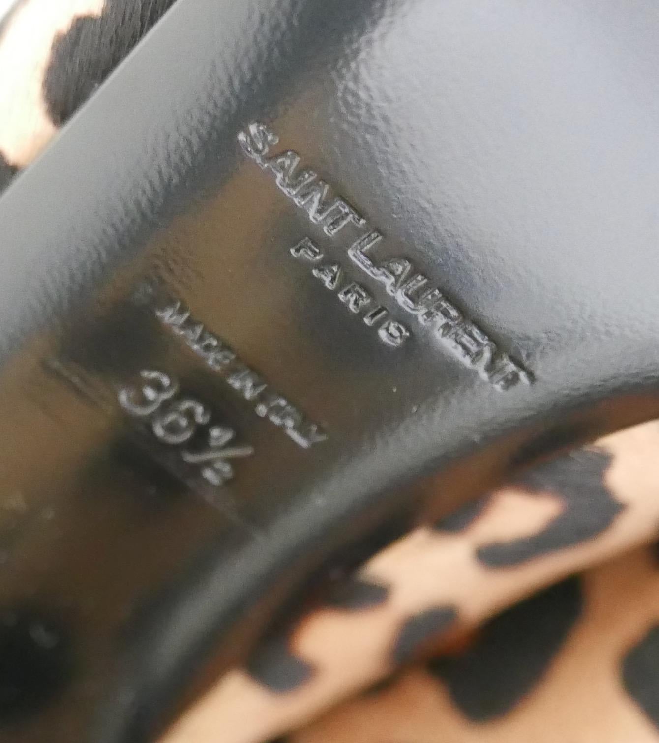 Saint Laurent leopard print calf hair lace-up sandals For Sale 1