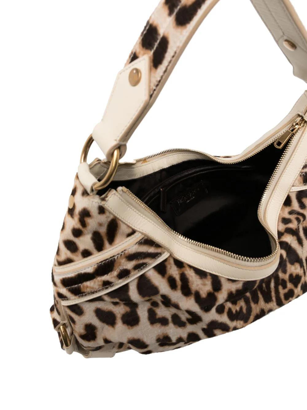 Brown Saint Laurent Leopard Print Hobo Bag For Sale