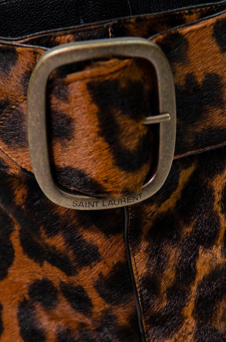 SAINT LAURENT Leopard Print Joplin Boots With Buckle For Sale 2