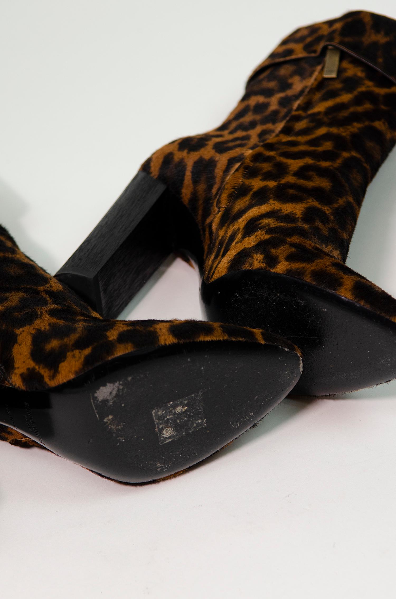 SAINT LAURENT Leopard Print Joplin Boots With Buckle 2