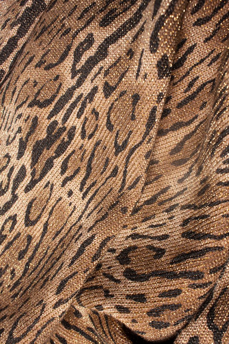 Saint Laurent Strickjacke aus laméfarbener Wolle mit Leopardenmuster Damen im Angebot